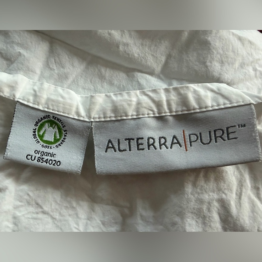 Alterra Pure 100% Organic Cotton Percale White Queen Flat Sheet.